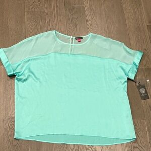 NWT Vince Camuto - Mint Green Blouse with sheer and sheen fabric